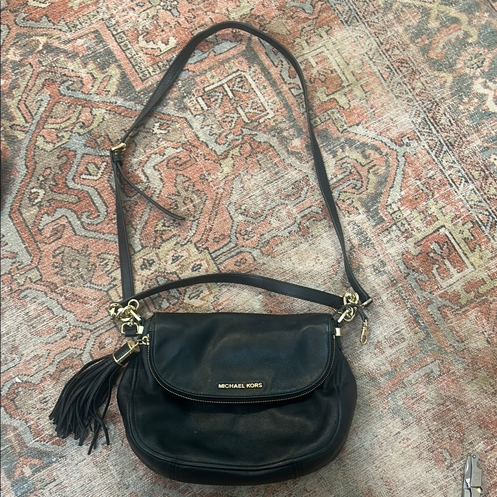 Michael Kors Black Leather Crossbody Bag